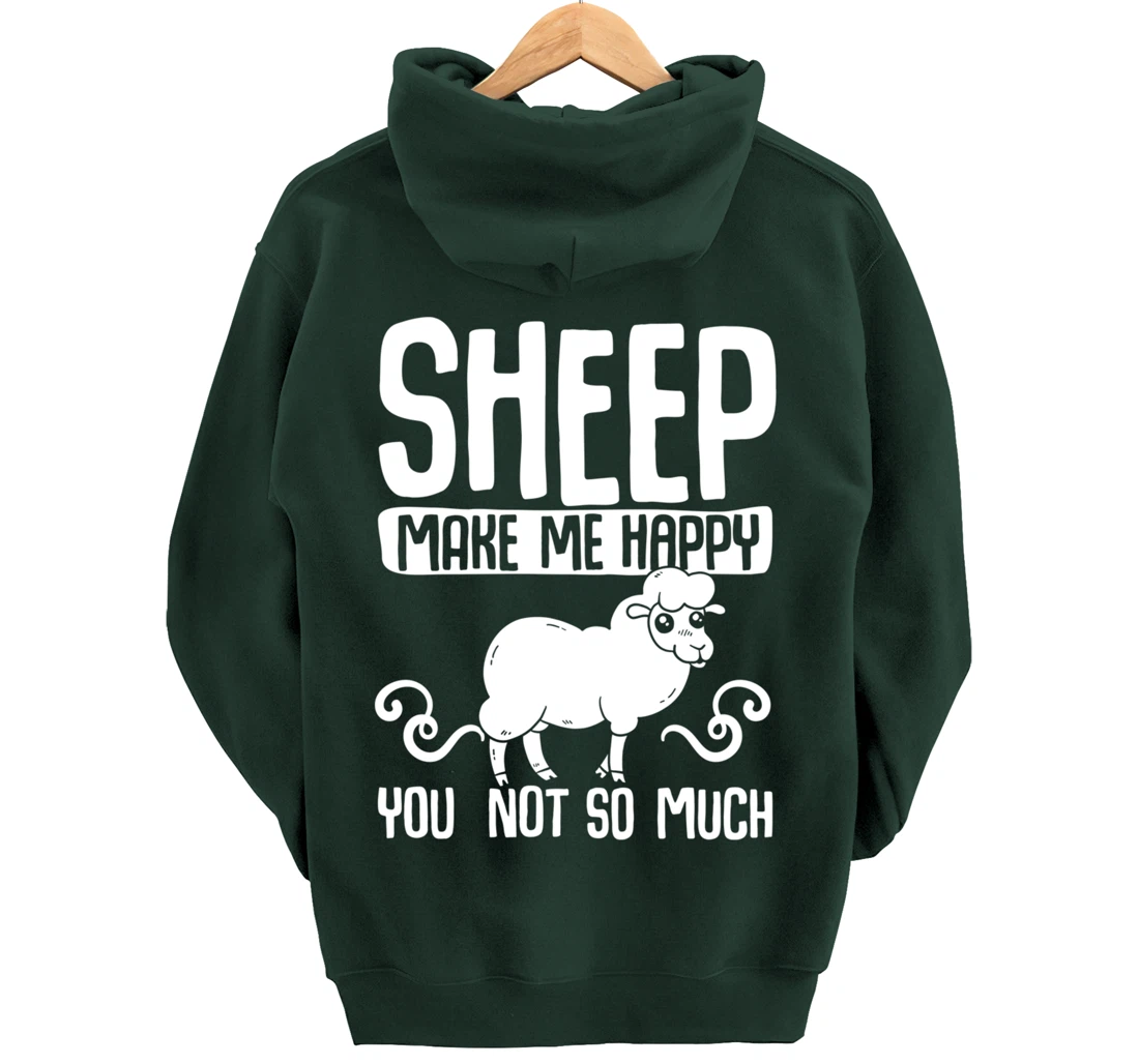 Farm Animals Funny Sheep Make Me Happy Pullover Hoodie