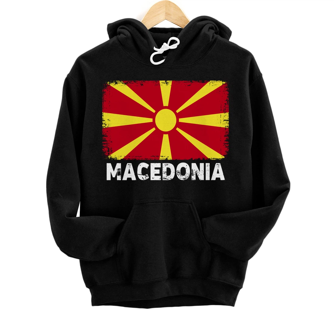 Macedonian people Vintage Macedonia Flag Pullover Hoodie