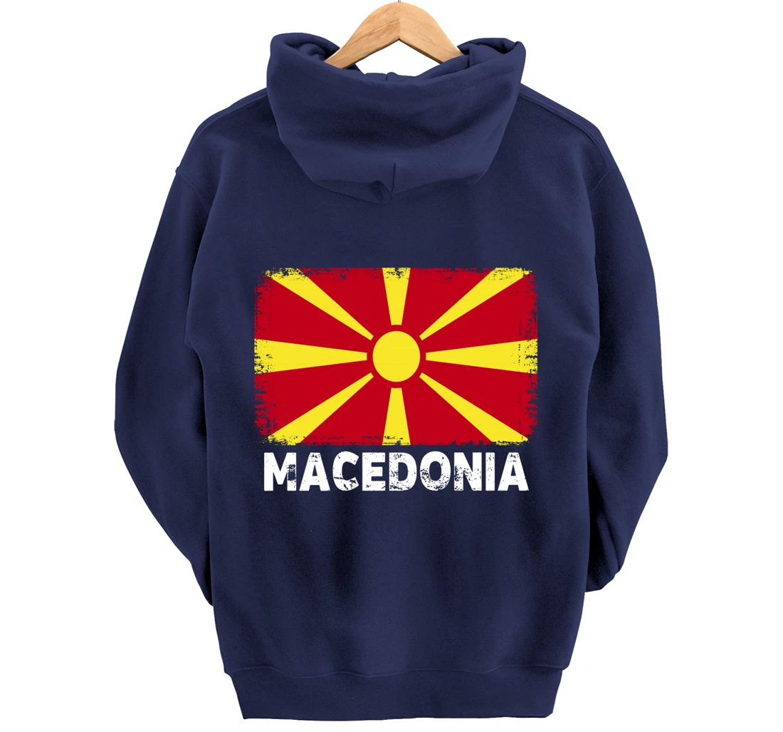 Macedonian people Vintage Macedonia Flag Pullover Hoodie