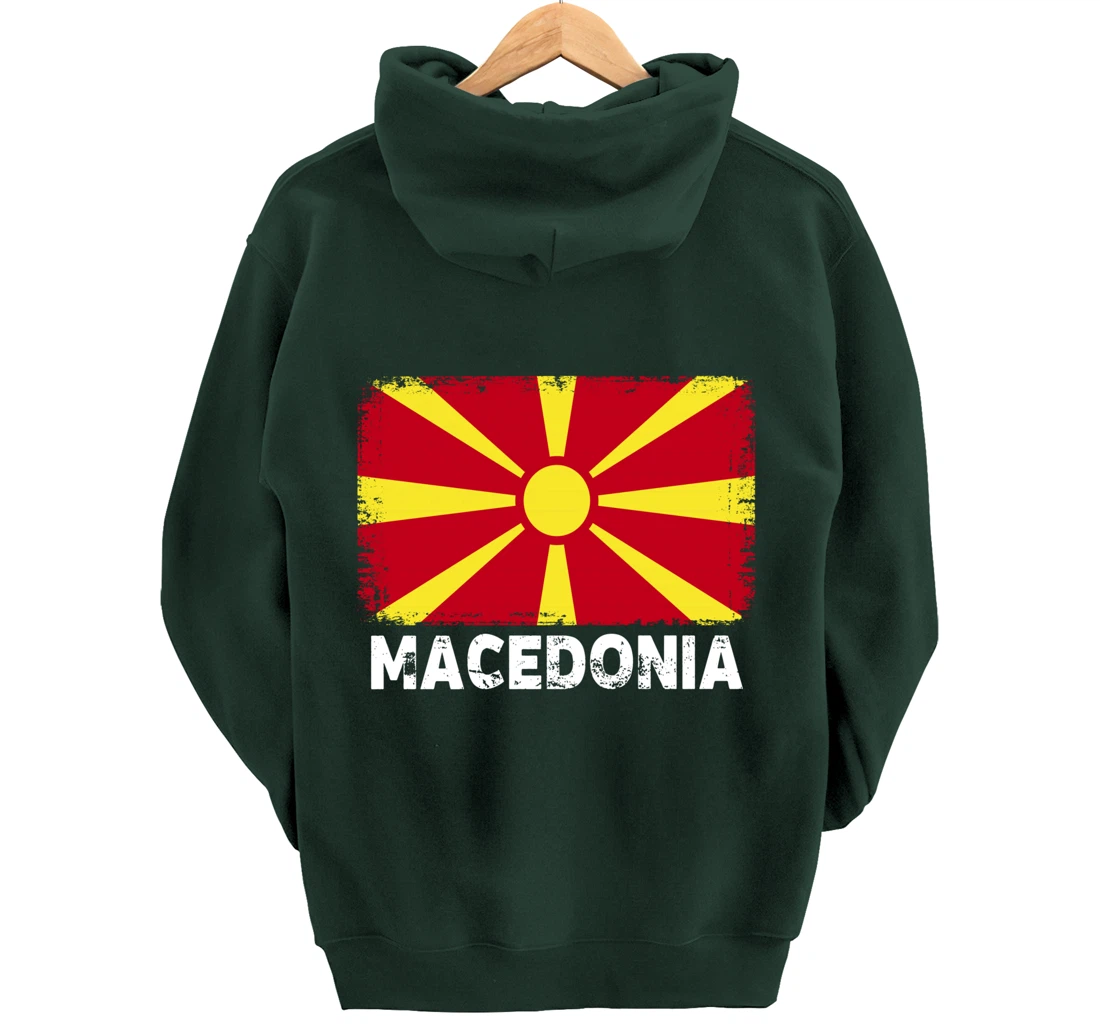 Macedonian people Vintage Macedonia Flag Pullover Hoodie