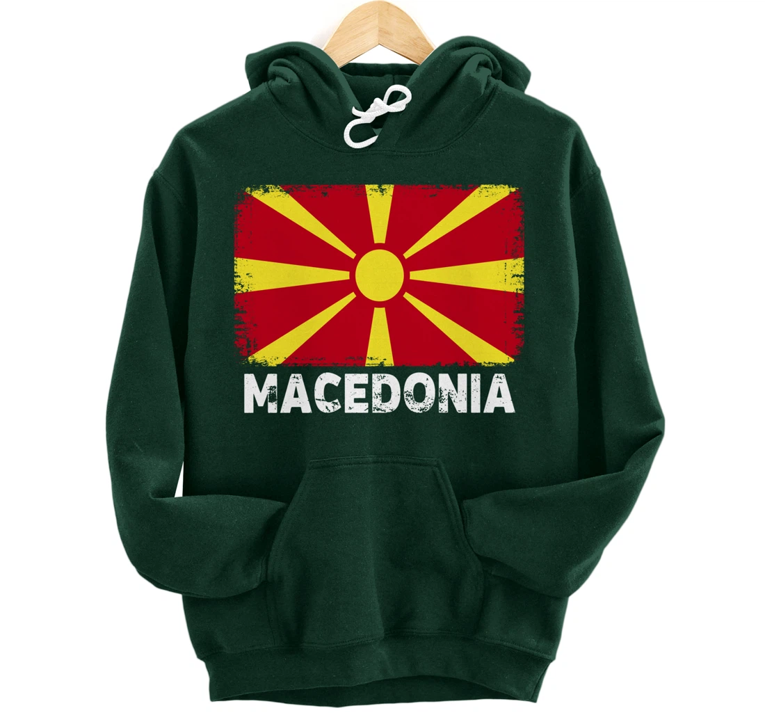 Macedonian people Vintage Macedonia Flag Pullover Hoodie