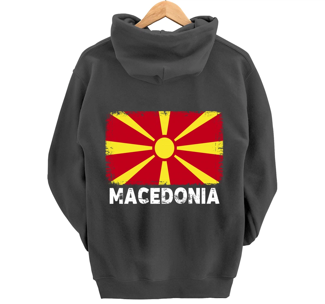 Macedonian people Vintage Macedonia Flag Pullover Hoodie