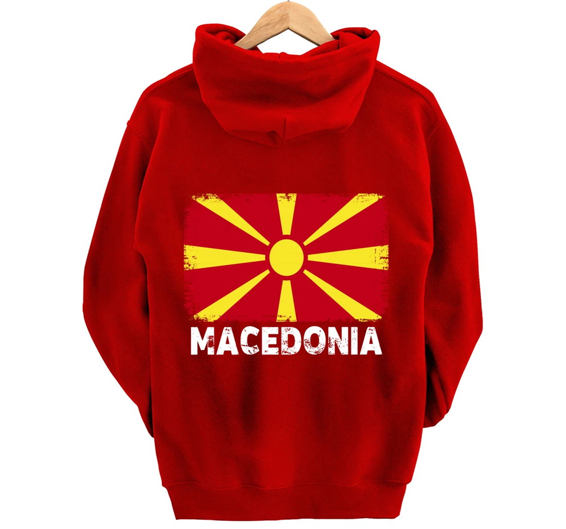 Macedonian people Vintage Macedonia Flag Pullover Hoodie