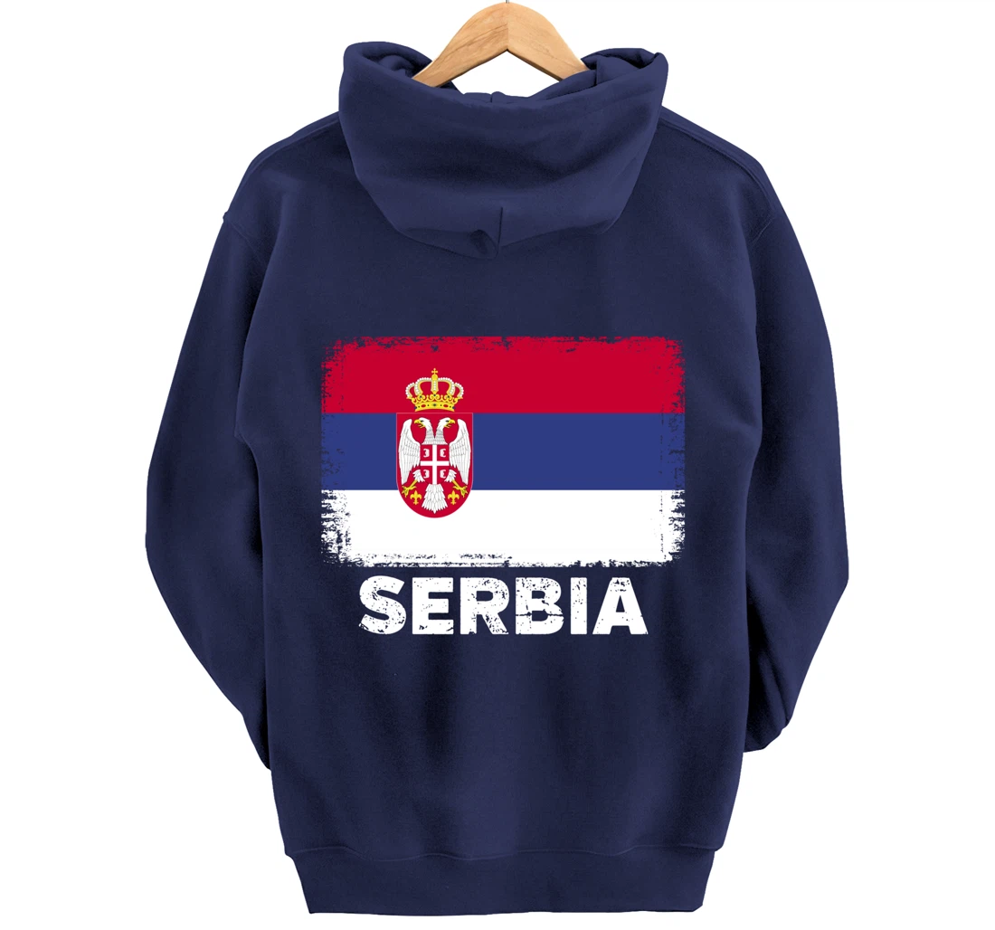 Serbian people Vintage Serbia Flag Pullover Hoodie