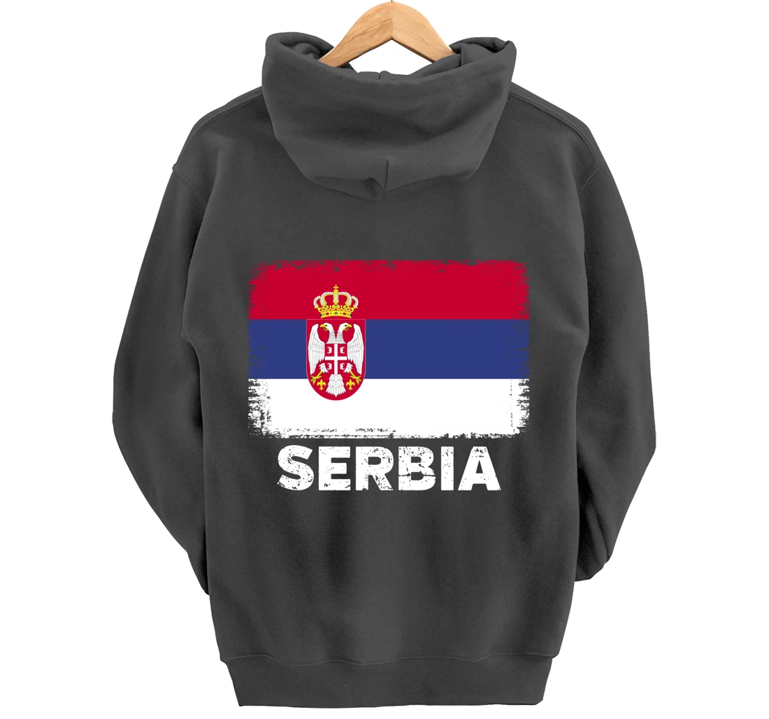 Serbian people Vintage Serbia Flag Pullover Hoodie