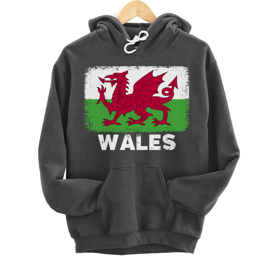 Waleh people Vintage Wales Flag Pullover Hoodie
