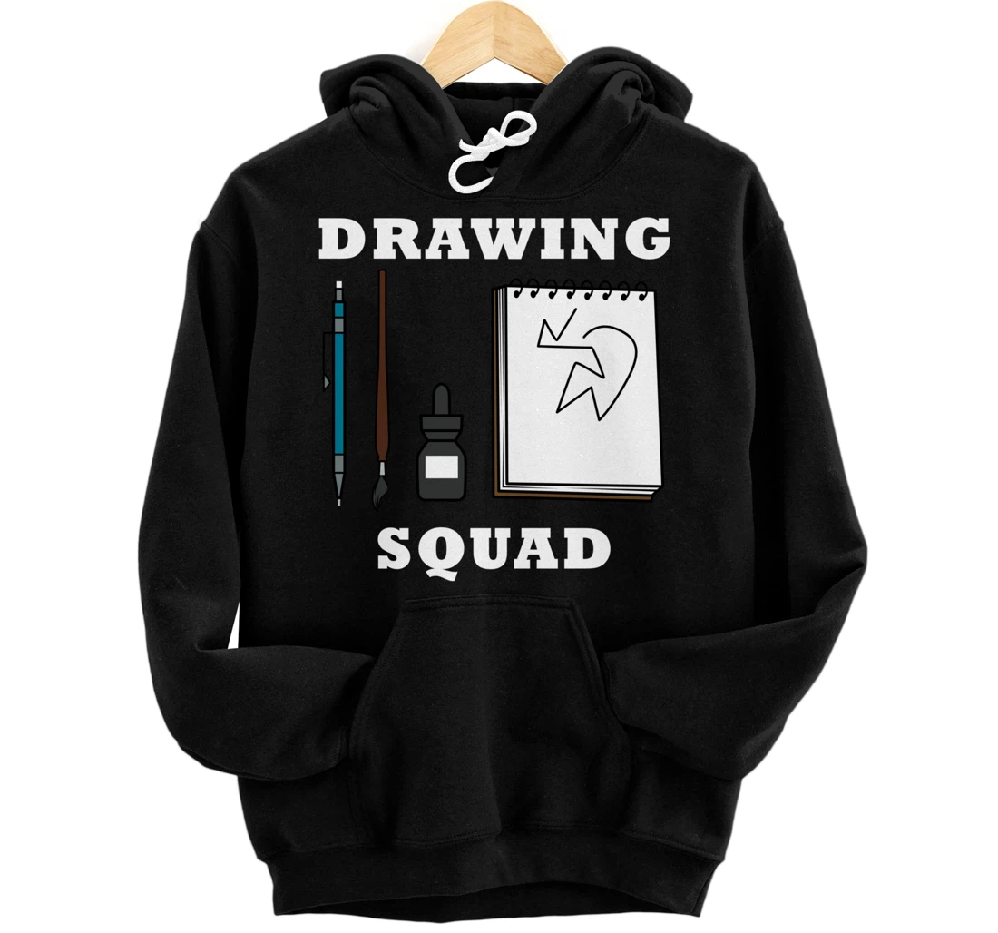 Drawing Squad Funny Saying Sketching Pullover Hoodie