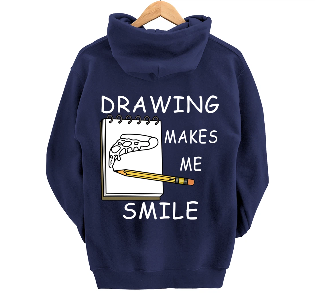 Drawing Makes Me Smile Illustrator Hobby Pullover Hoodie