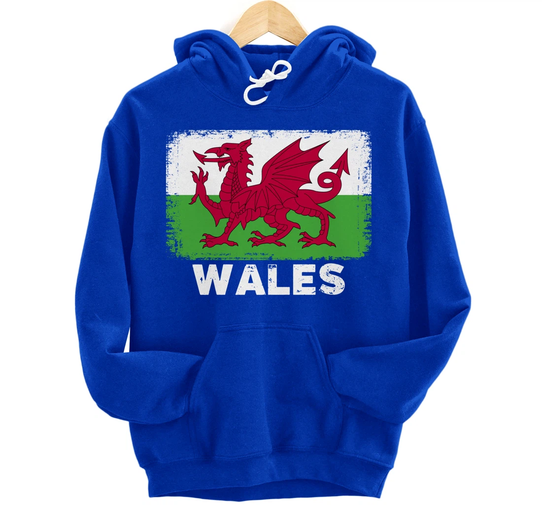 Waleh people Vintage Wales Flag Pullover Hoodie