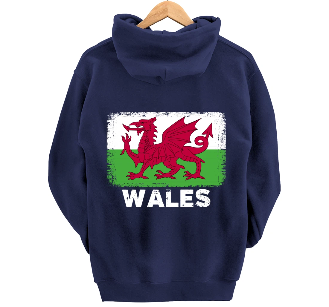 Waleh people Vintage Wales Flag Pullover Hoodie