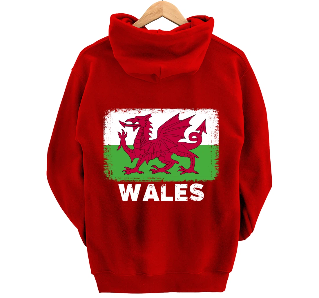 Waleh people Vintage Wales Flag Pullover Hoodie