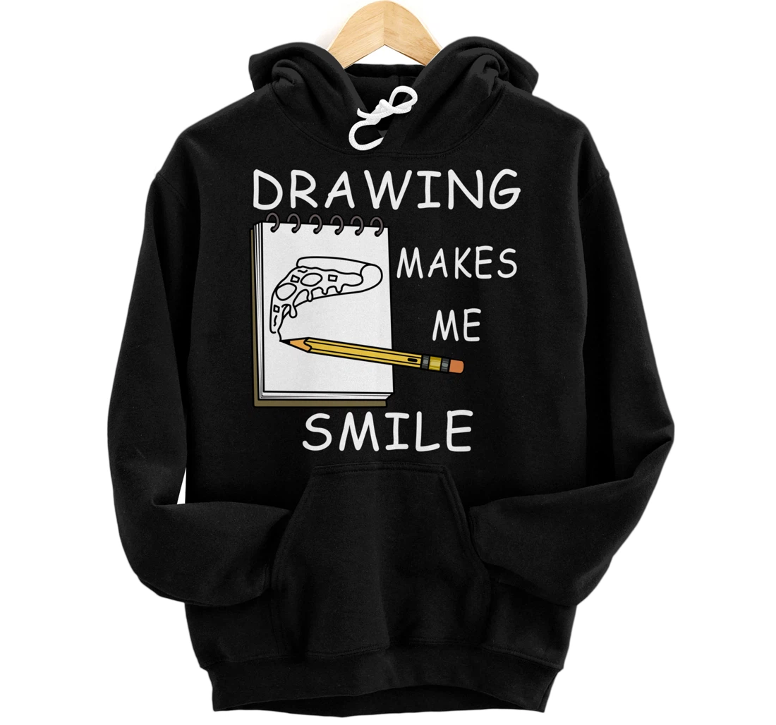 Drawing Makes Me Smile Illustrator Hobby Pullover Hoodie