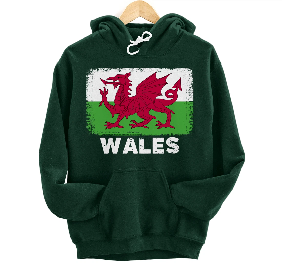 Waleh people Vintage Wales Flag Pullover Hoodie