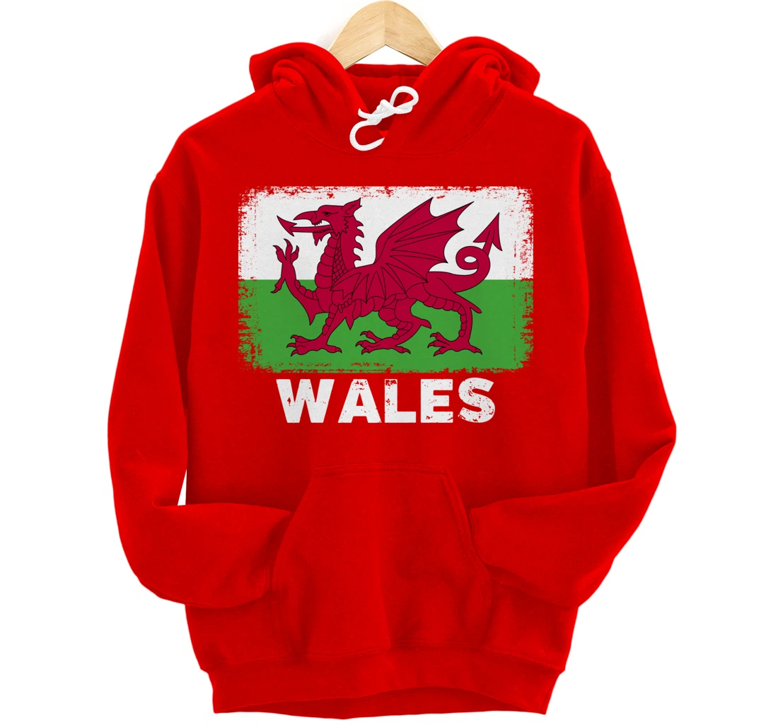 Waleh people Vintage Wales Flag Pullover Hoodie