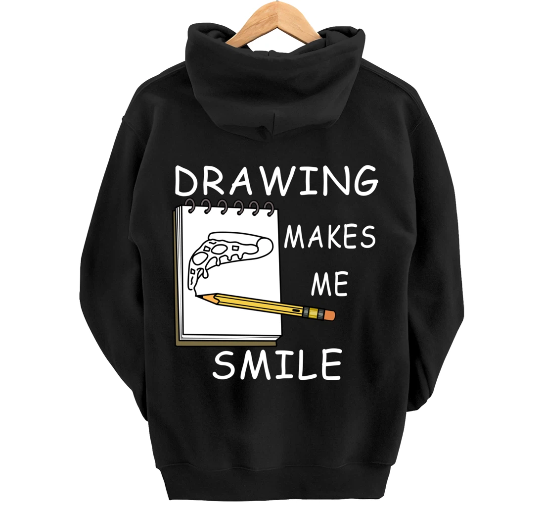 Drawing Makes Me Smile Illustrator Hobby Pullover Hoodie