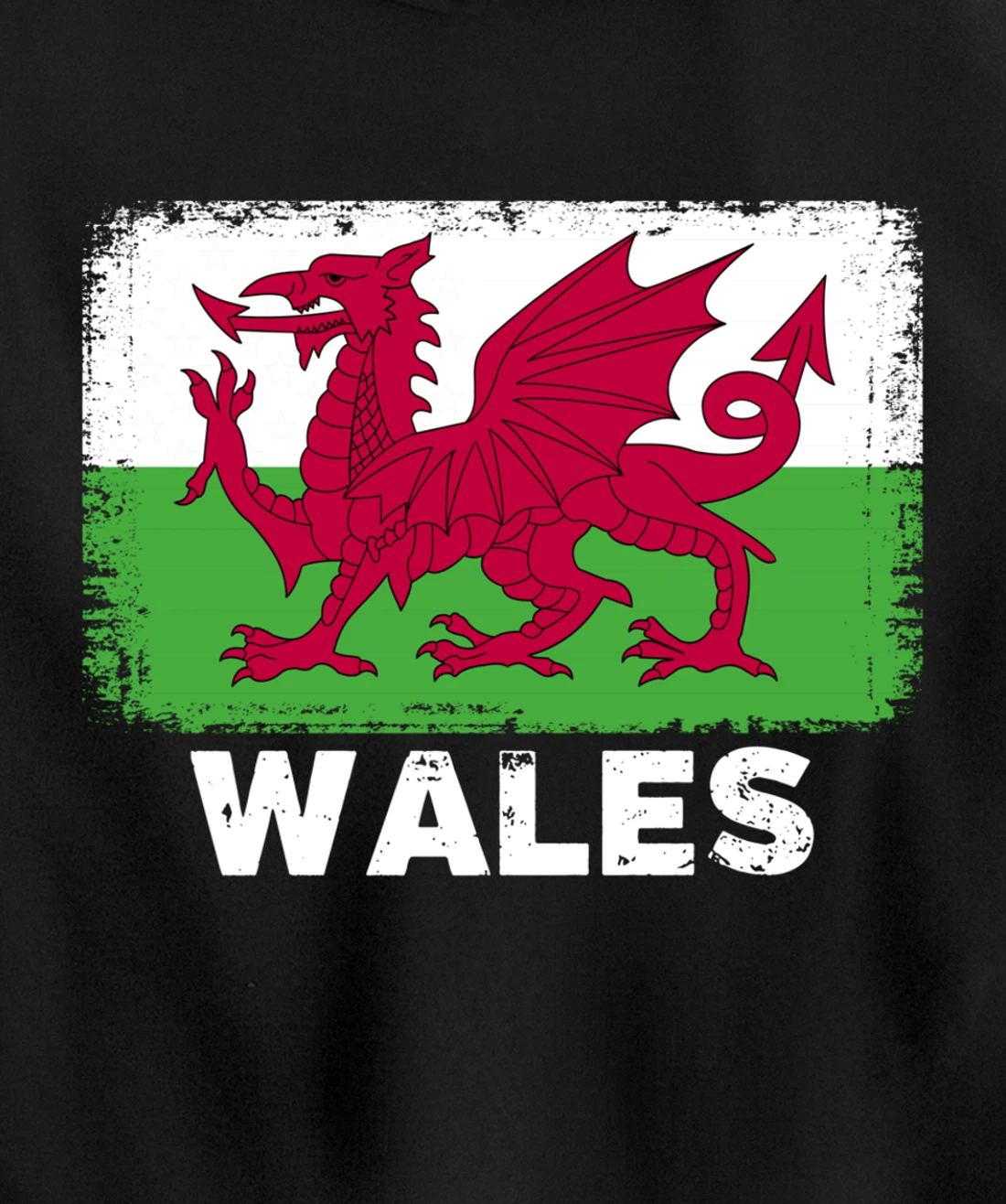 Waleh people Vintage Wales Flag Pullover Hoodie