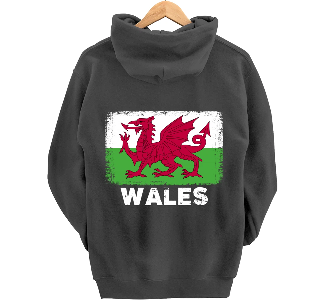 Waleh people Vintage Wales Flag Pullover Hoodie