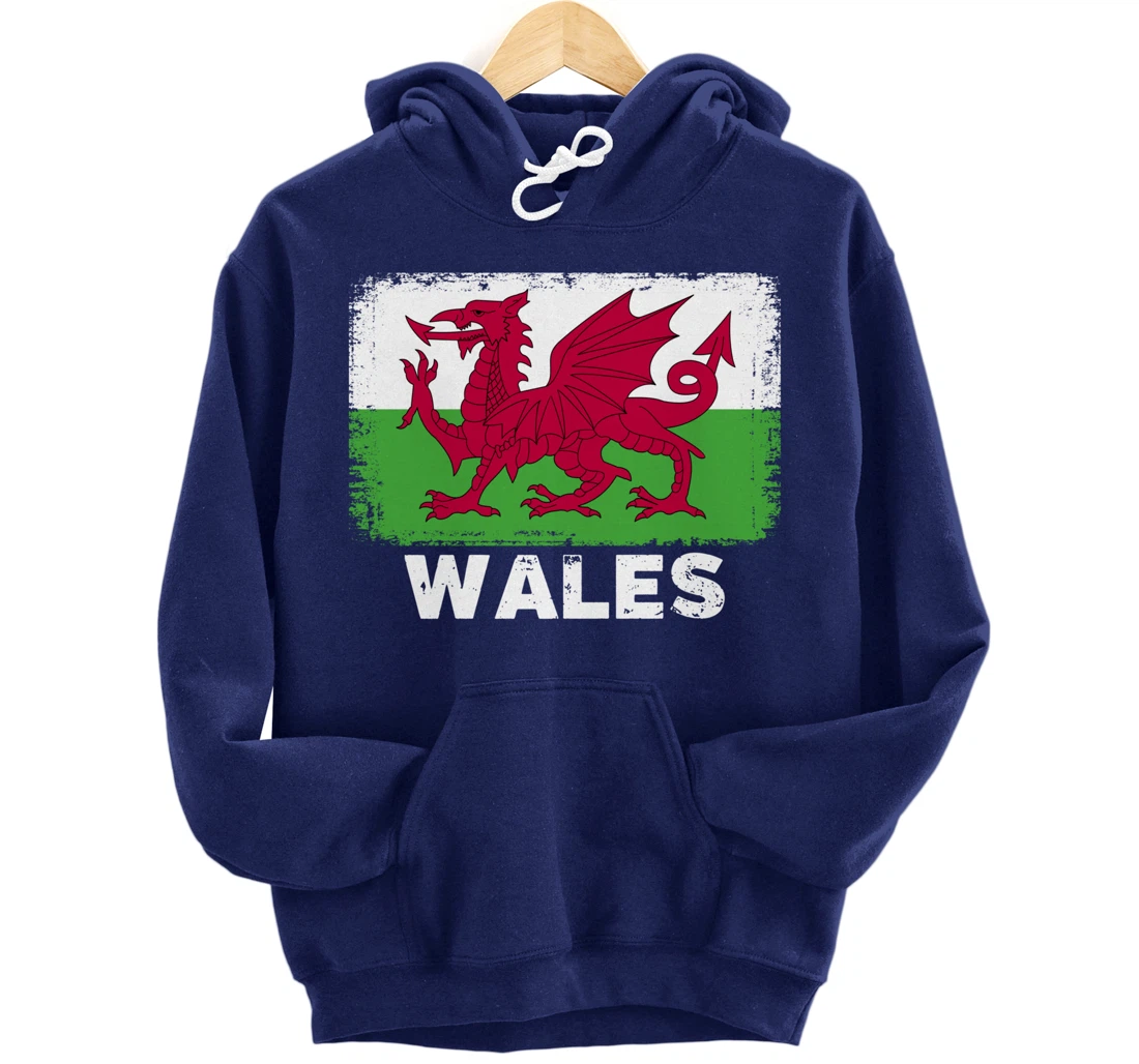 Waleh people Vintage Wales Flag Pullover Hoodie