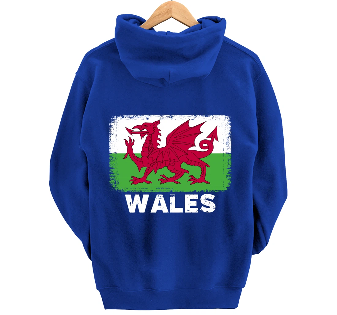 Waleh people Vintage Wales Flag Pullover Hoodie