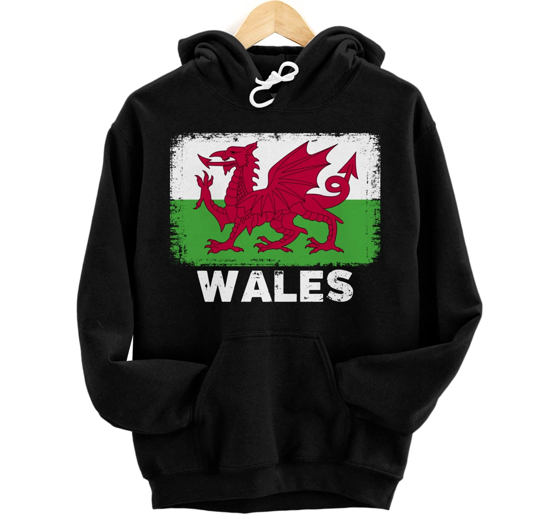 Waleh people Vintage Wales Flag Pullover Hoodie