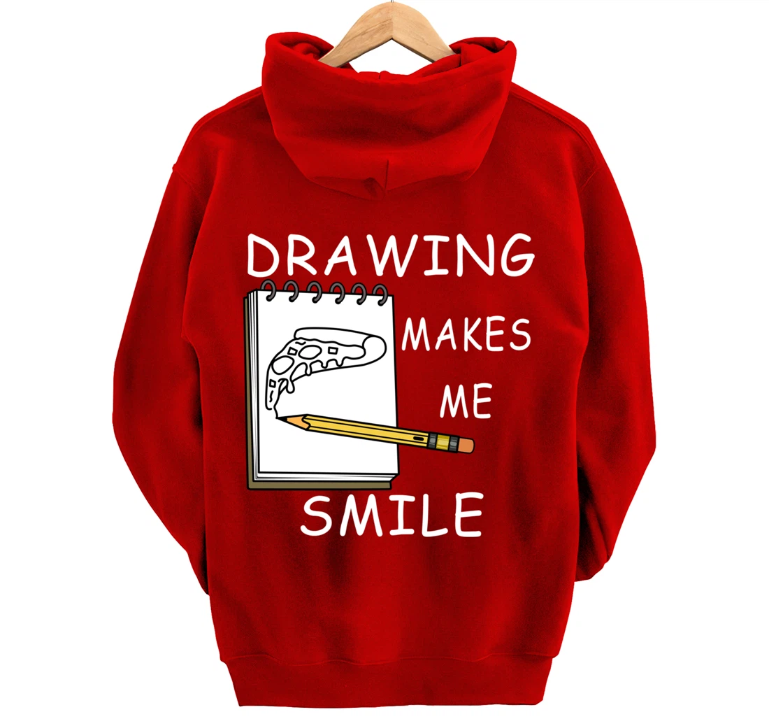 Drawing Makes Me Smile Illustrator Hobby Pullover Hoodie