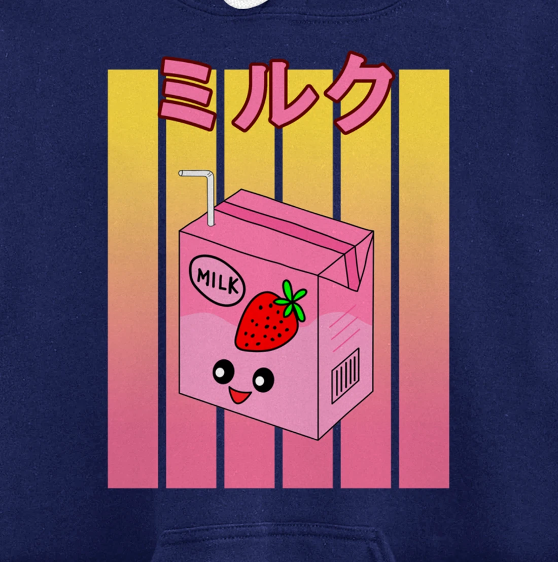 Cute Retro 90s Japanese Kawaii Strawberry Milk Shake Carton Pullover Hoodie