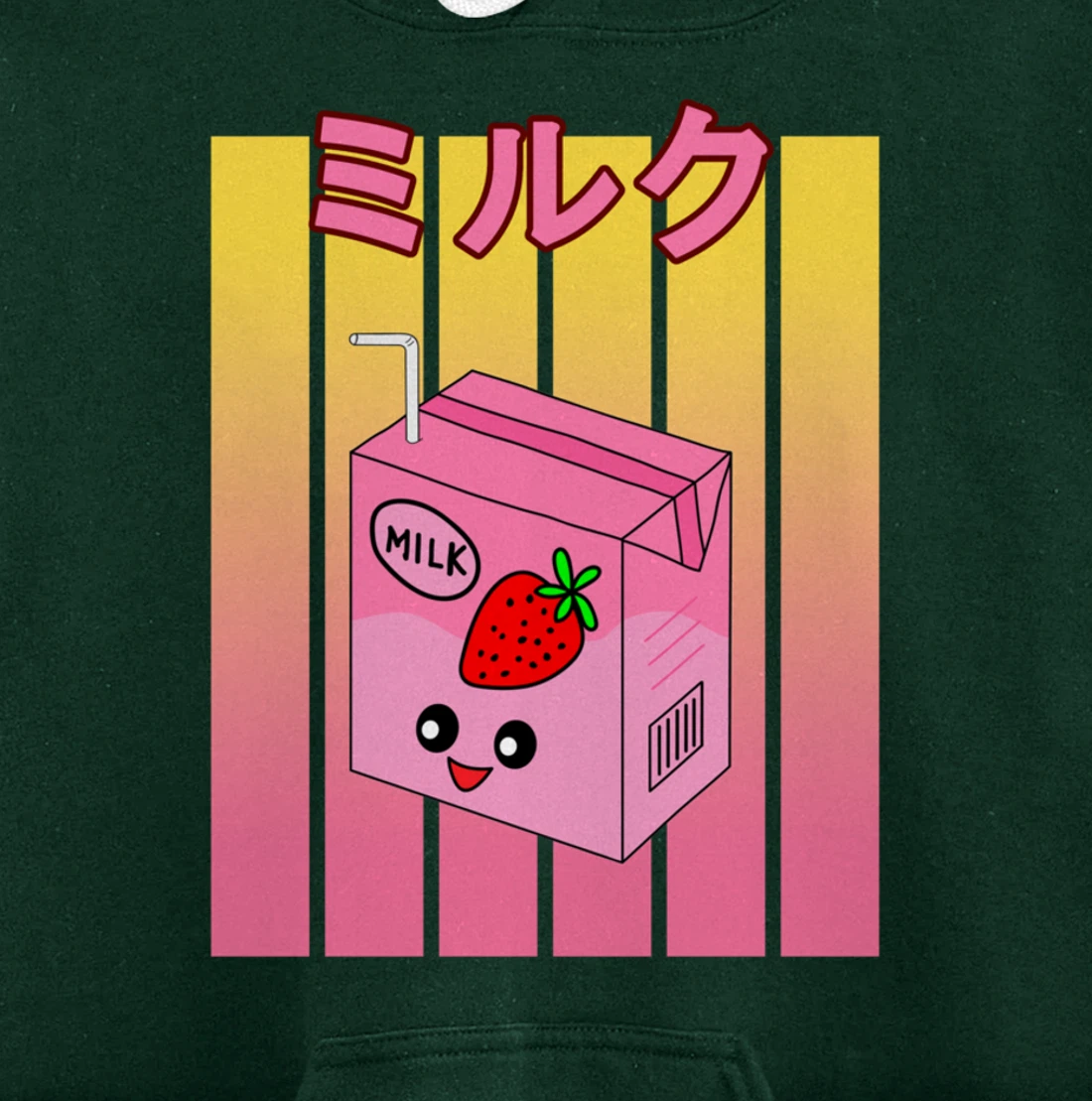Cute Retro 90s Japanese Kawaii Strawberry Milk Shake Carton Pullover Hoodie