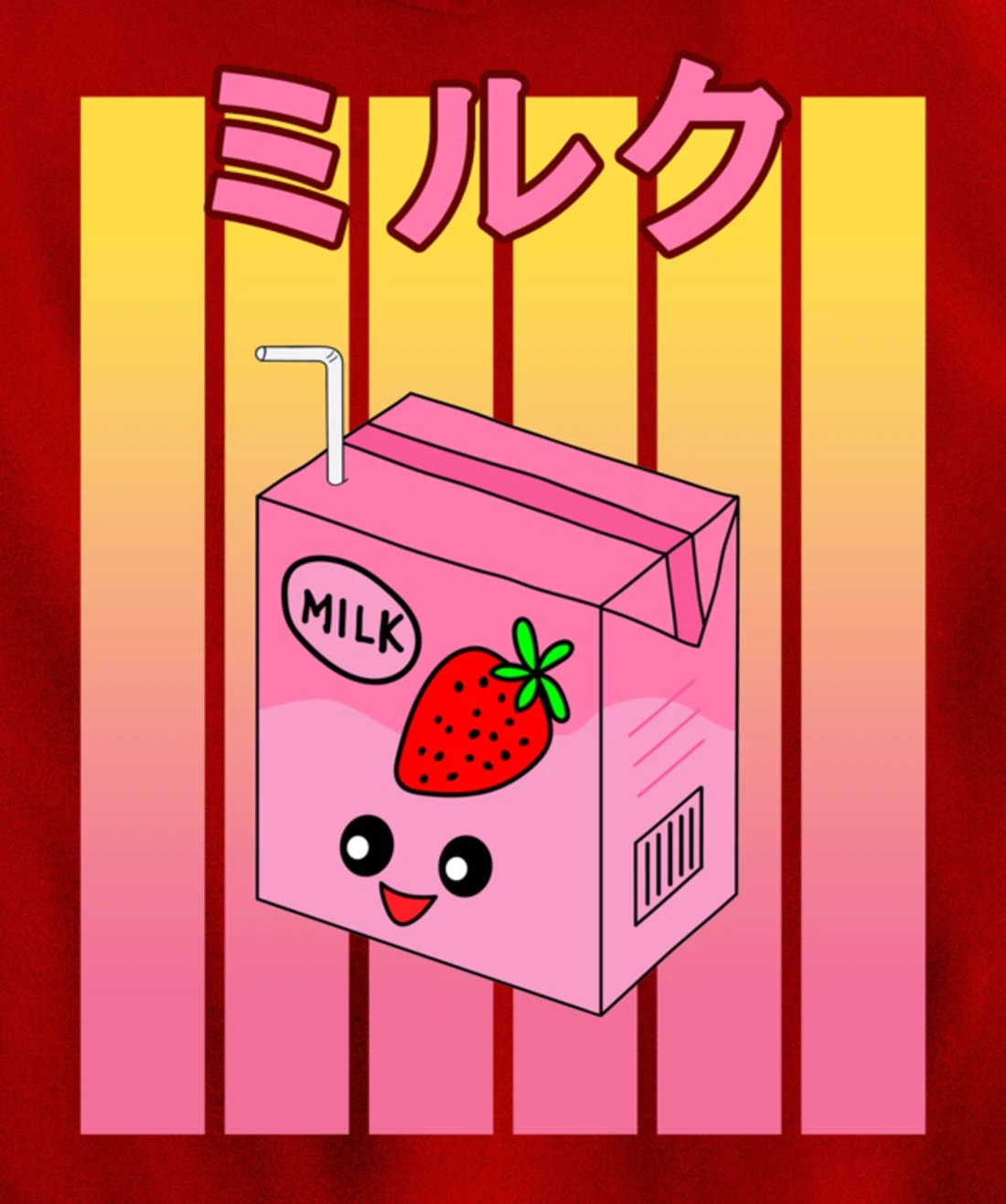 Cute Retro 90s Japanese Kawaii Strawberry Milk Shake Carton Pullover Hoodie