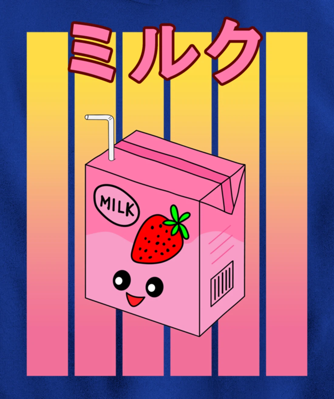 Cute Retro 90s Japanese Kawaii Strawberry Milk Shake Carton Pullover Hoodie