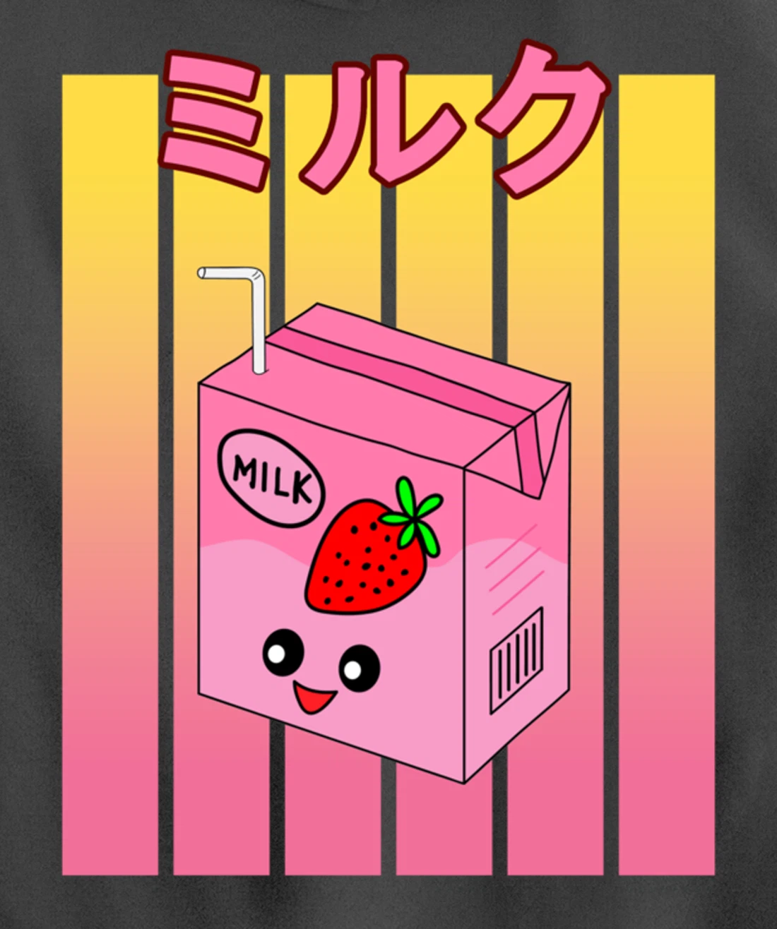Cute Retro 90s Japanese Kawaii Strawberry Milk Shake Carton Pullover Hoodie