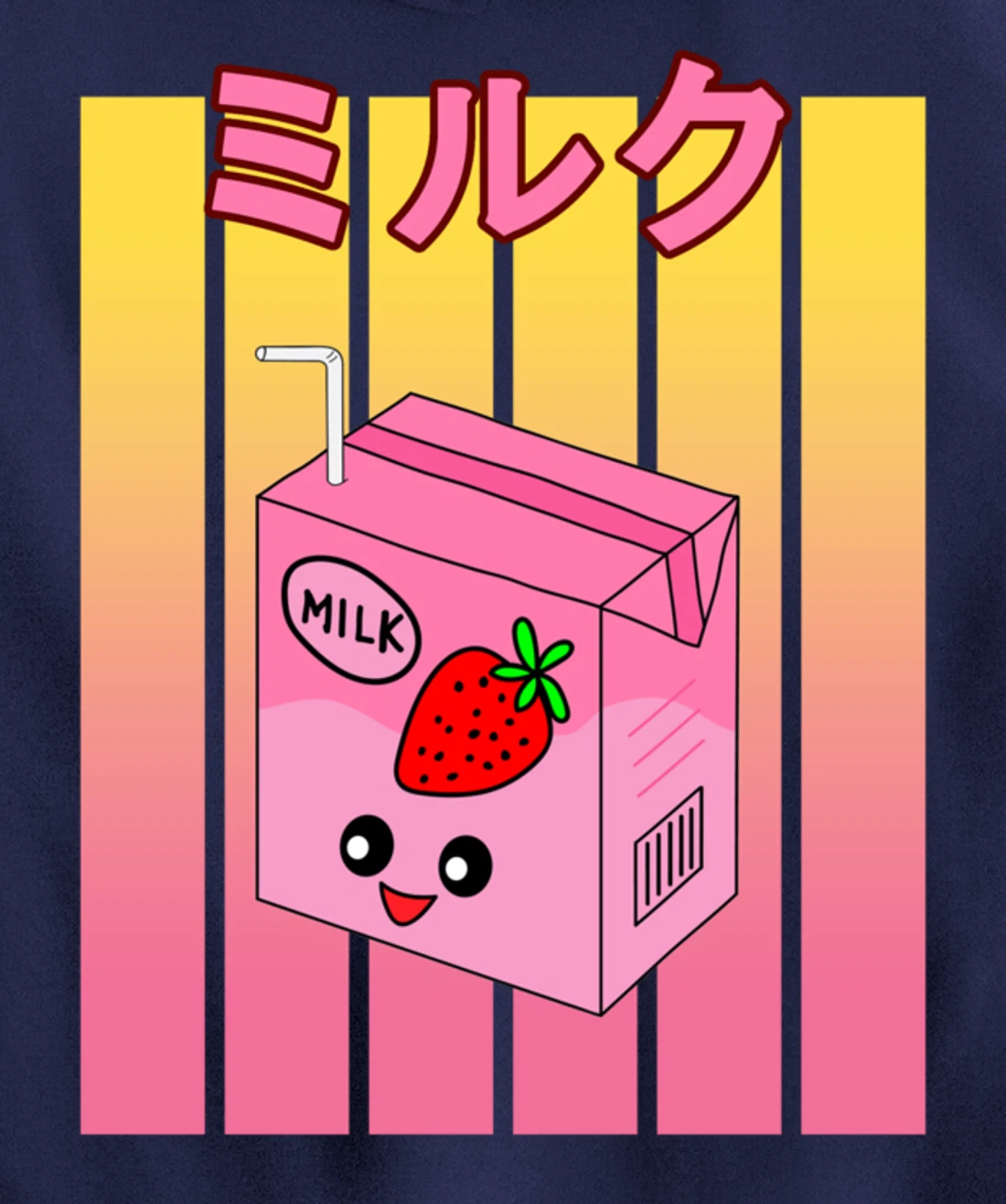 Cute Retro 90s Japanese Kawaii Strawberry Milk Shake Carton Pullover Hoodie