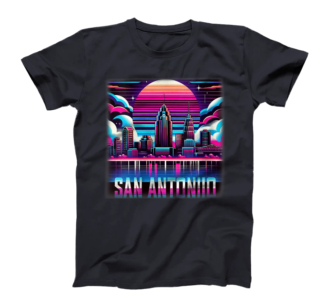 Womens San Antonio Texas TX Family Trip 80s 90s Retro City Skyline T-Shirt