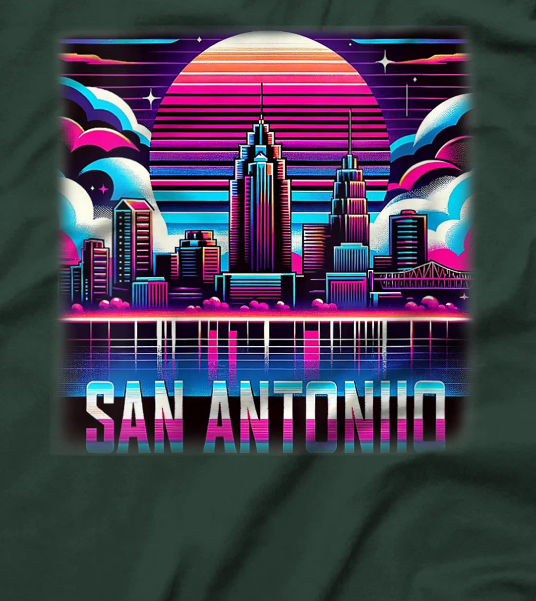 Womens San Antonio Texas TX Family Trip 80s 90s Retro City Skyline T-Shirt
