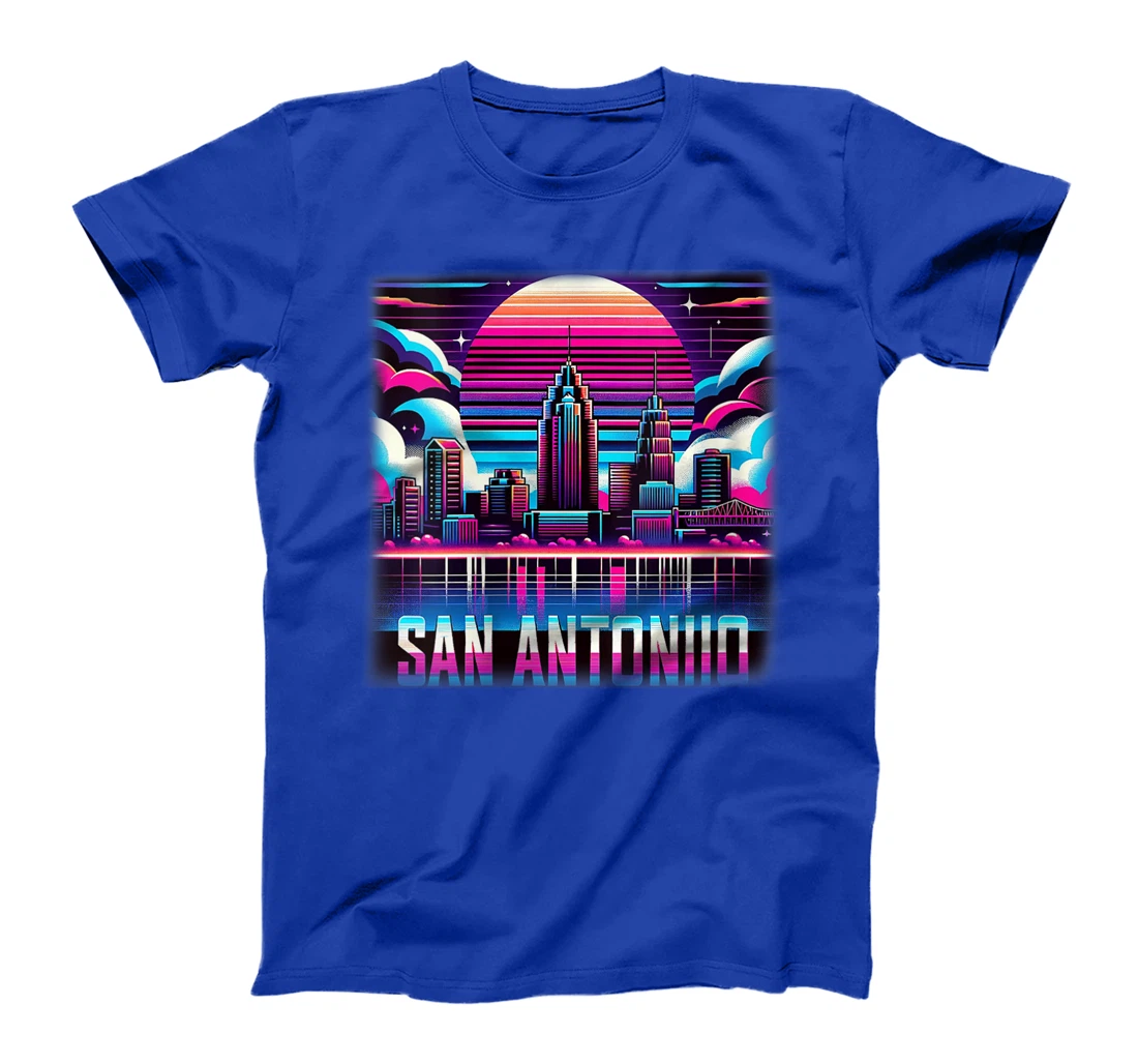 Womens San Antonio Texas TX Family Trip 80s 90s Retro City Skyline T-Shirt