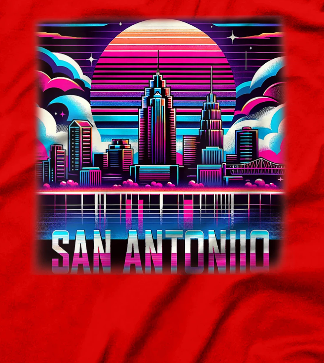 Womens San Antonio Texas TX Family Trip 80s 90s Retro City Skyline T-Shirt