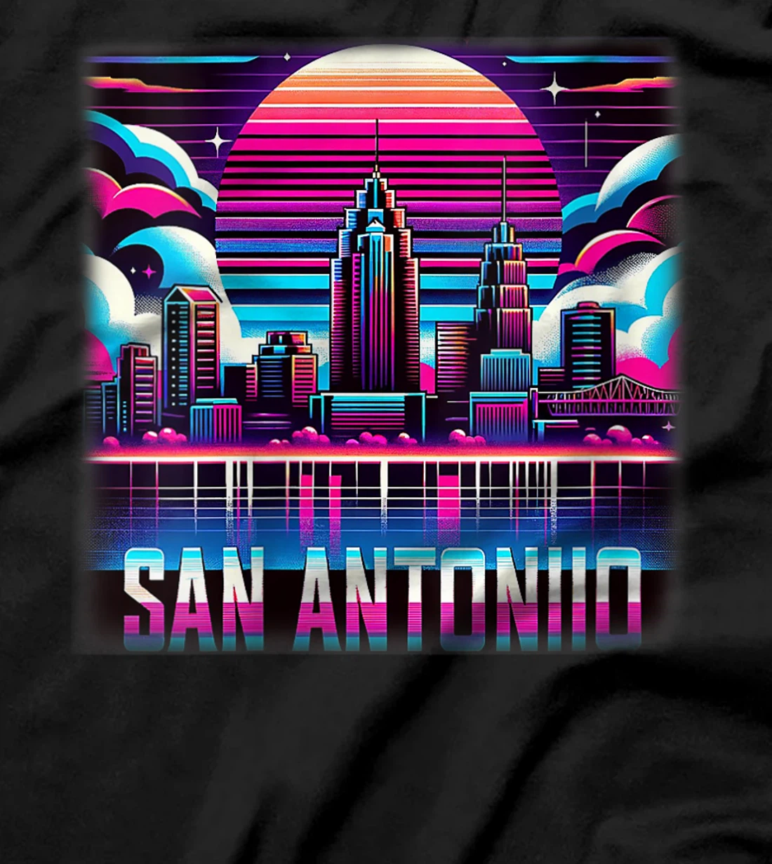 Womens San Antonio Texas TX Family Trip 80s 90s Retro City Skyline T-Shirt