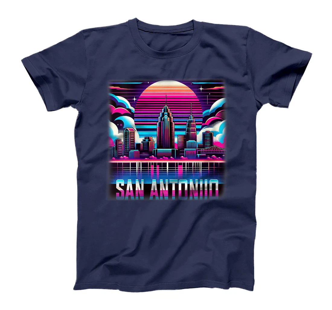 Womens San Antonio Texas TX Family Trip 80s 90s Retro City Skyline T-Shirt