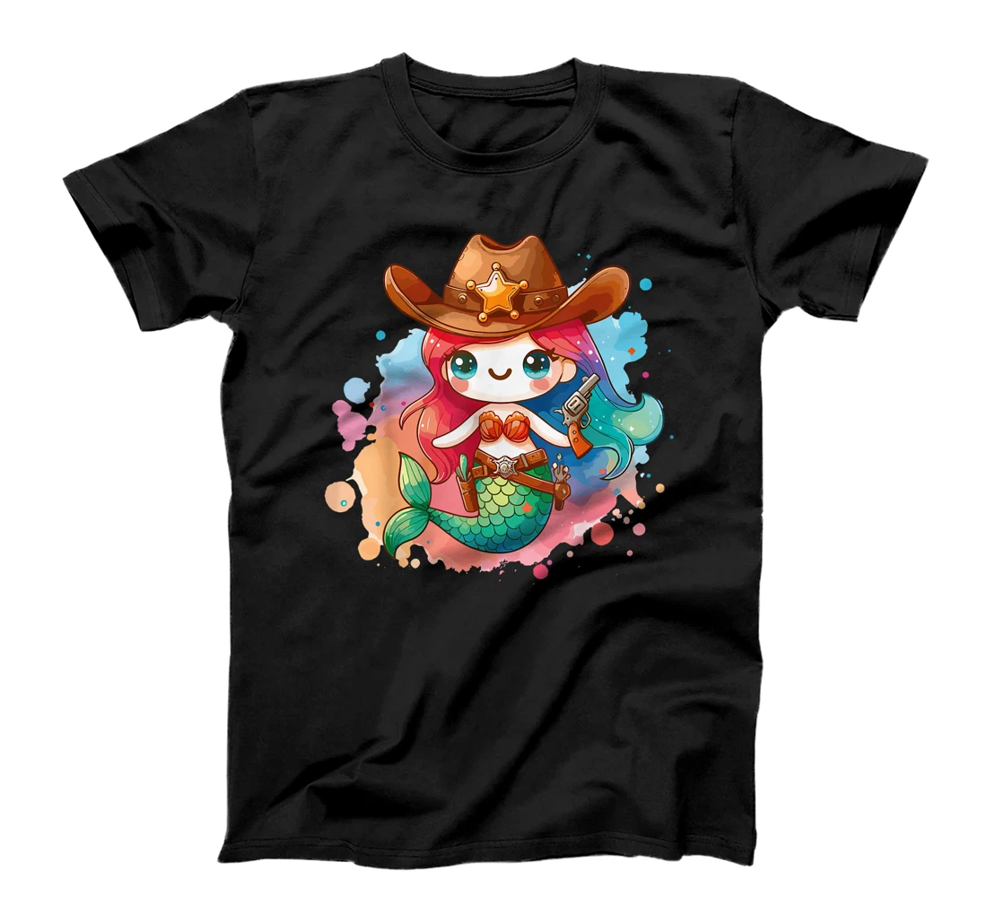 Womens Western Rodeo Cowboy Hat Mermaid Texas Animals T-Shirt