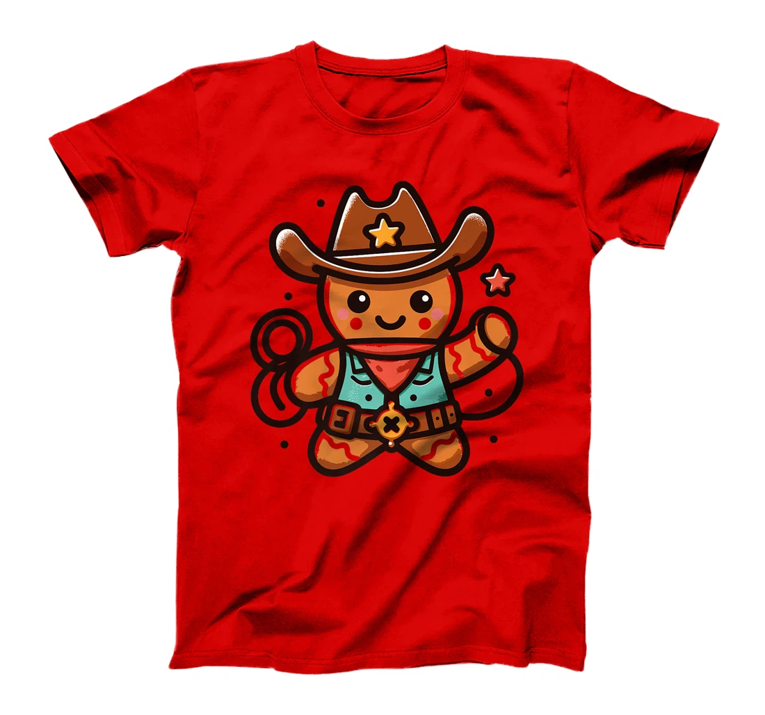 Womens Western Rodeo Cowboy Hat Gingerbread Man Texas Animals T-Shirt