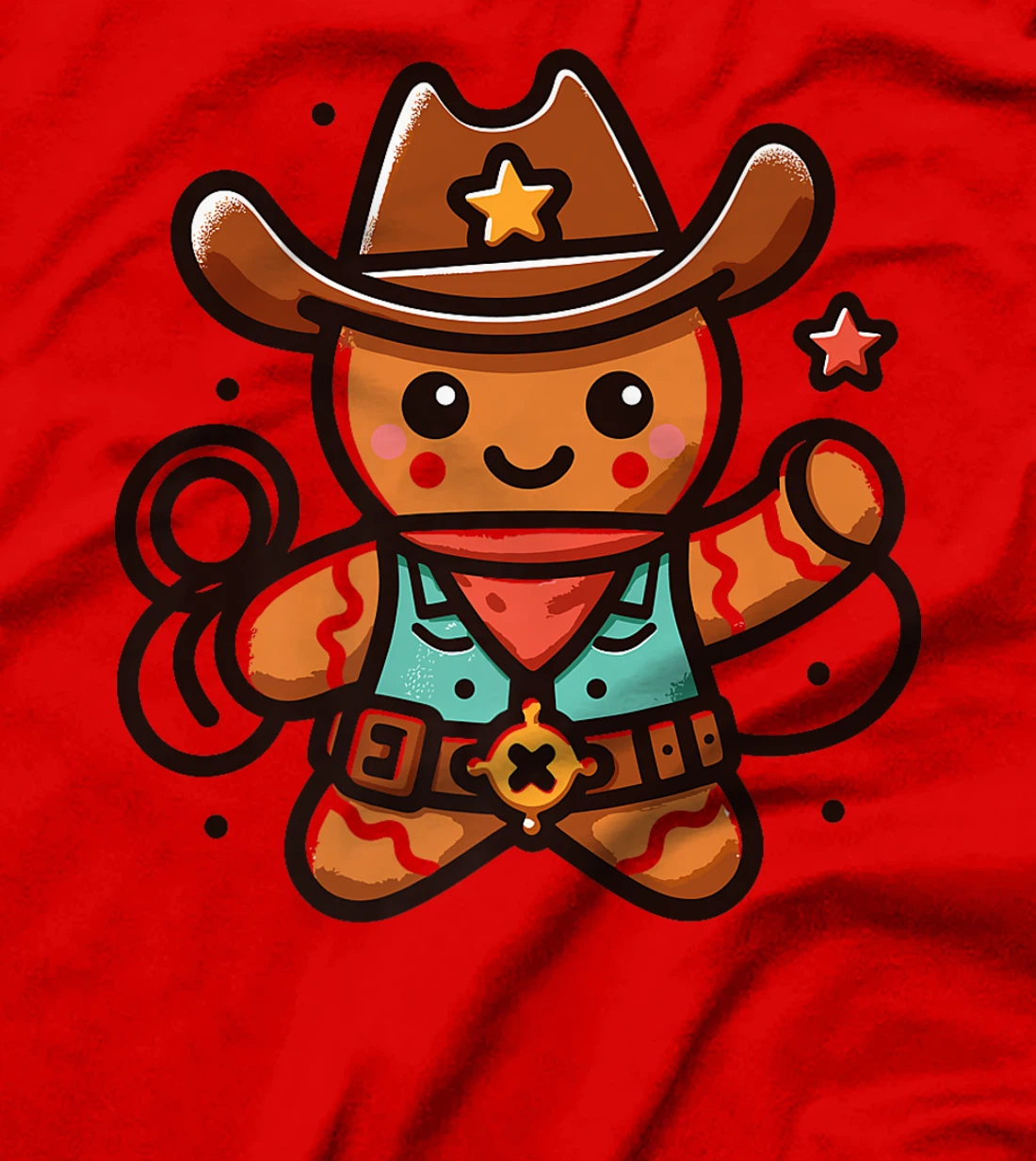 Womens Western Rodeo Cowboy Hat Gingerbread Man Texas Animals T-Shirt