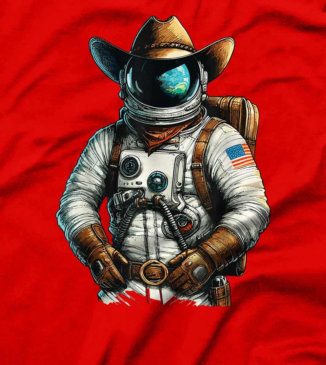 Western Rodeo Cowboy Hat Astronaut Texas Animals T-Shirt
