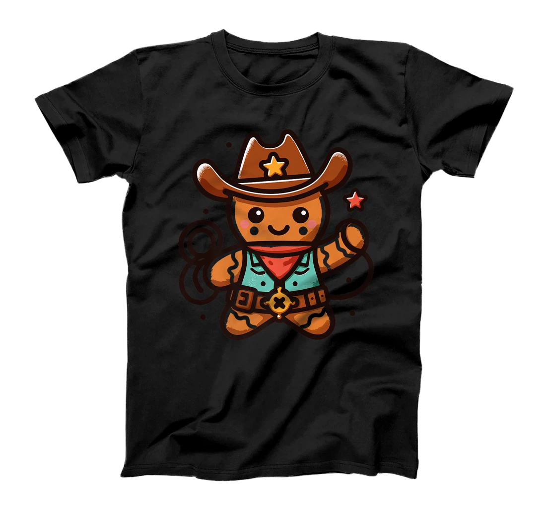 Womens Western Rodeo Cowboy Hat Gingerbread Man Texas Animals T-Shirt