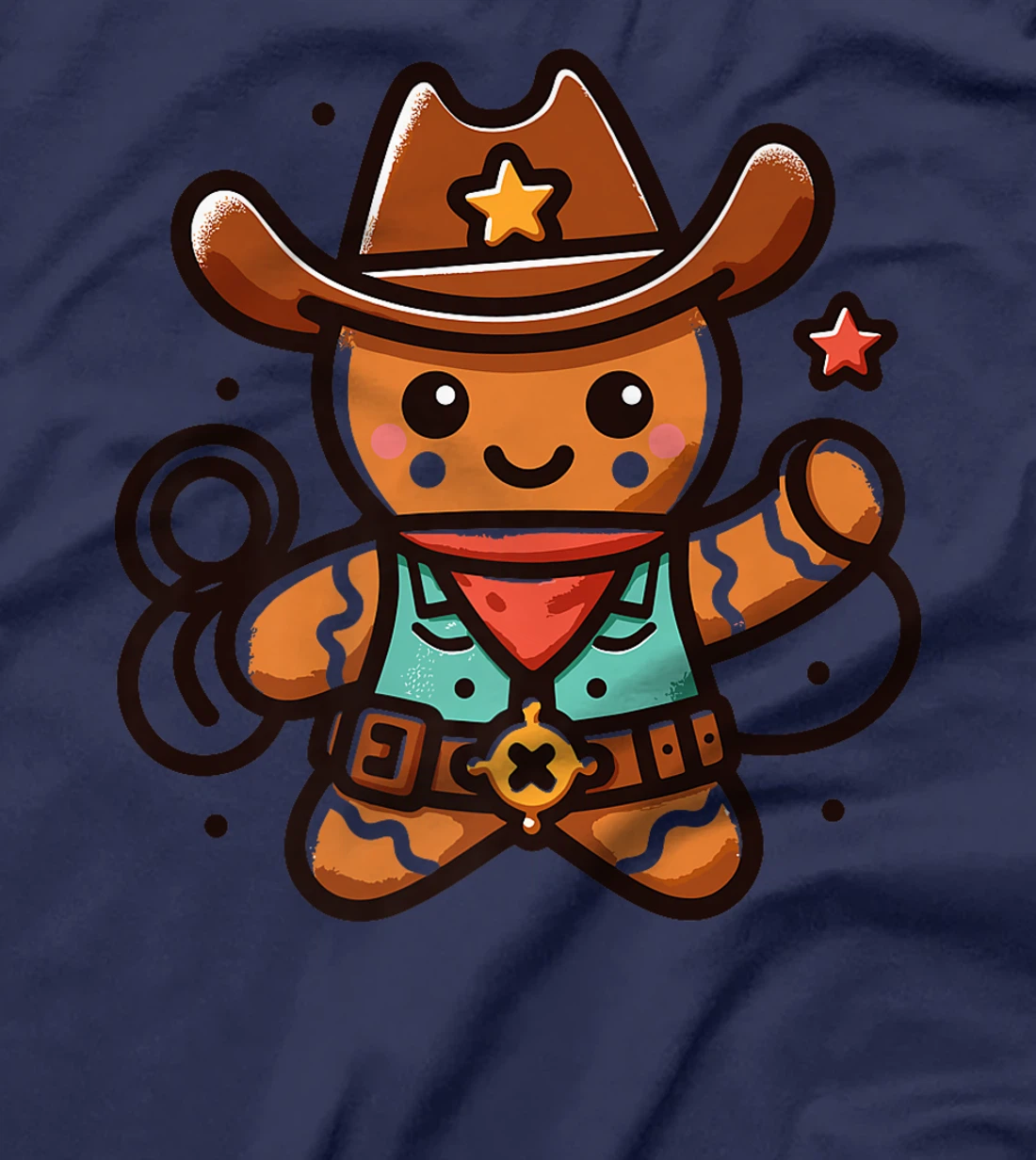 Womens Western Rodeo Cowboy Hat Gingerbread Man Texas Animals T-Shirt