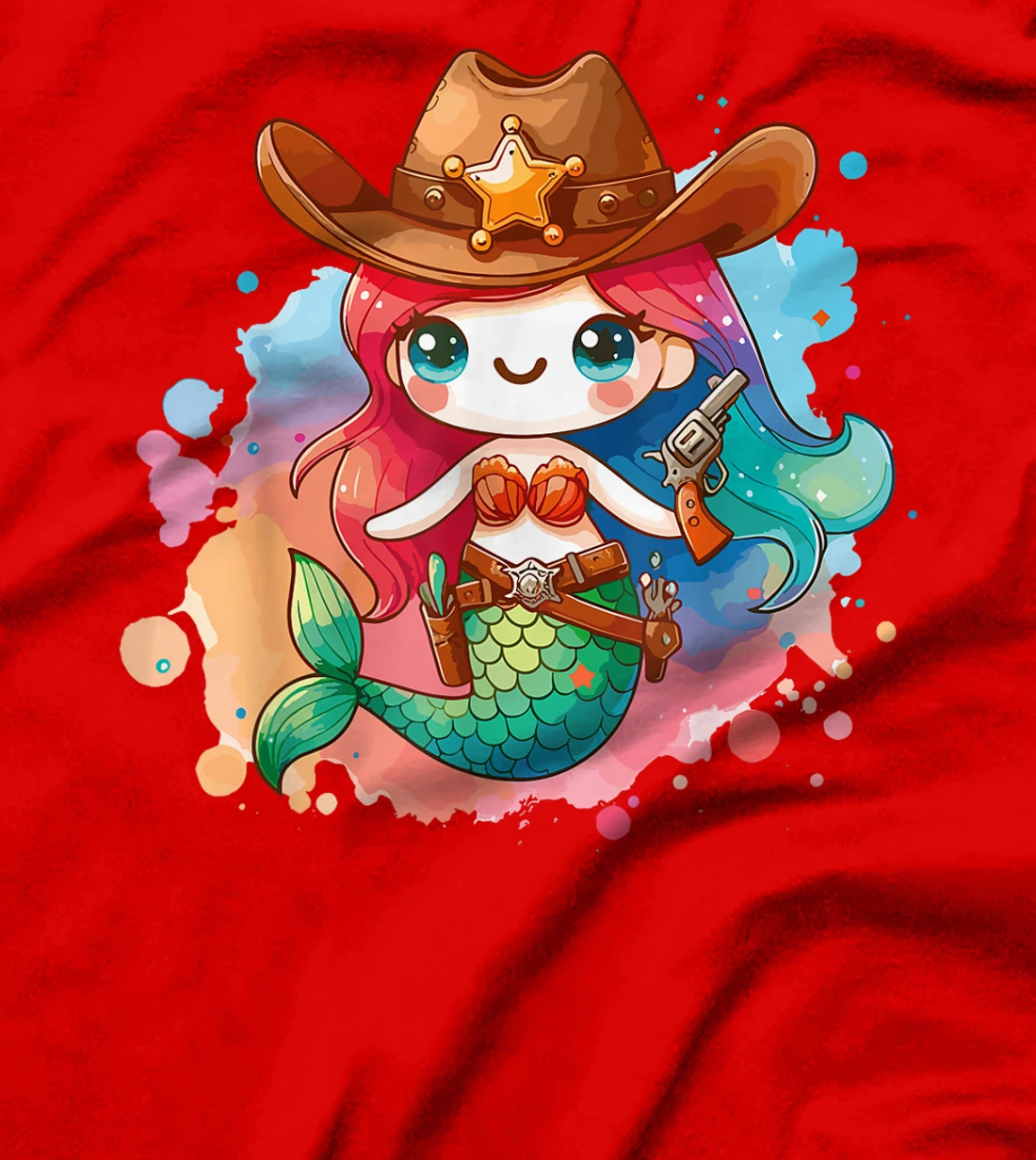 Womens Western Rodeo Cowboy Hat Mermaid Texas Animals T-Shirt
