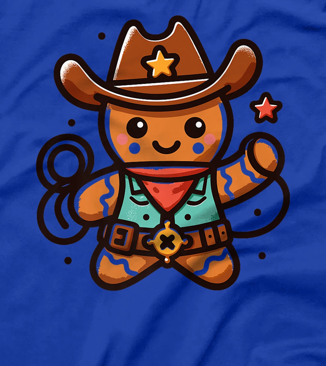 Womens Western Rodeo Cowboy Hat Gingerbread Man Texas Animals T-Shirt