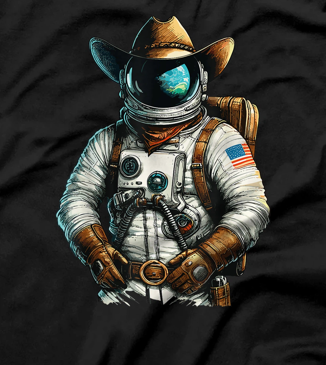 Western Rodeo Cowboy Hat Astronaut Texas Animals T-Shirt