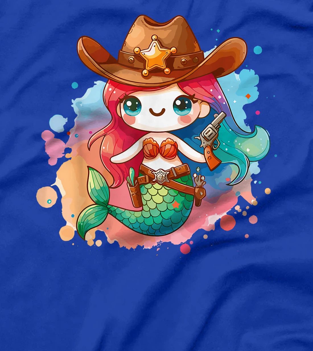 Womens Western Rodeo Cowboy Hat Mermaid Texas Animals T-Shirt