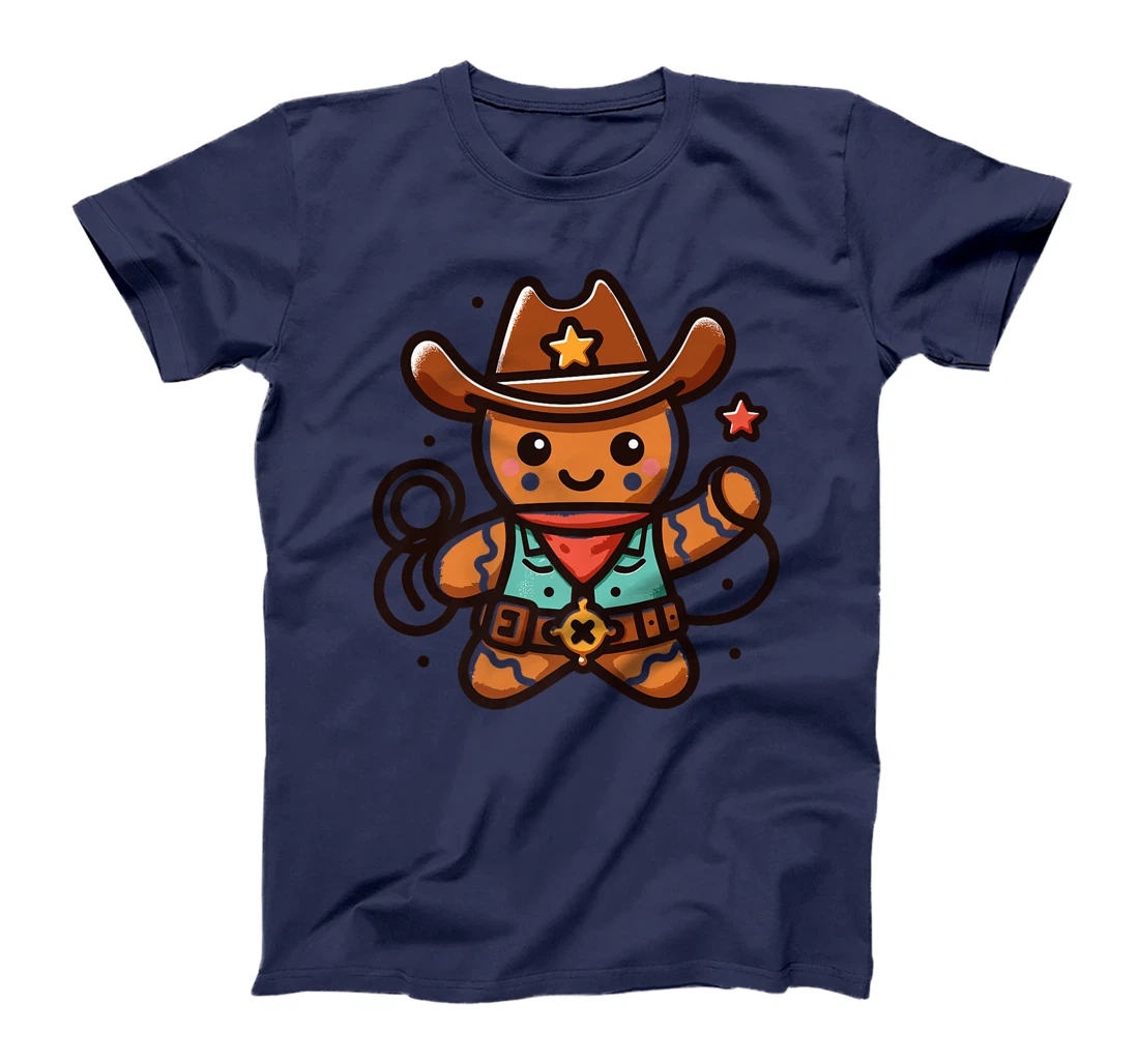 Womens Western Rodeo Cowboy Hat Gingerbread Man Texas Animals T-Shirt