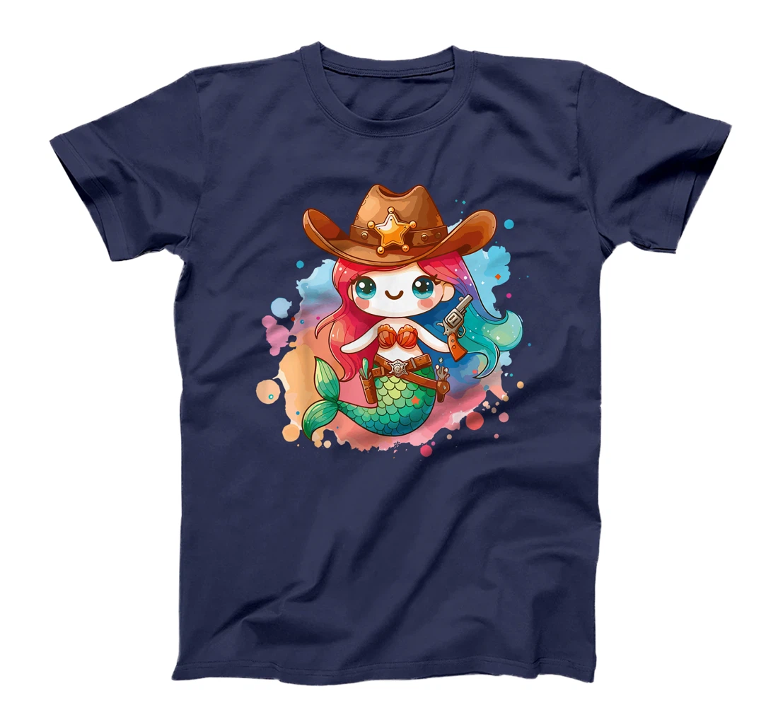 Womens Western Rodeo Cowboy Hat Mermaid Texas Animals T-Shirt