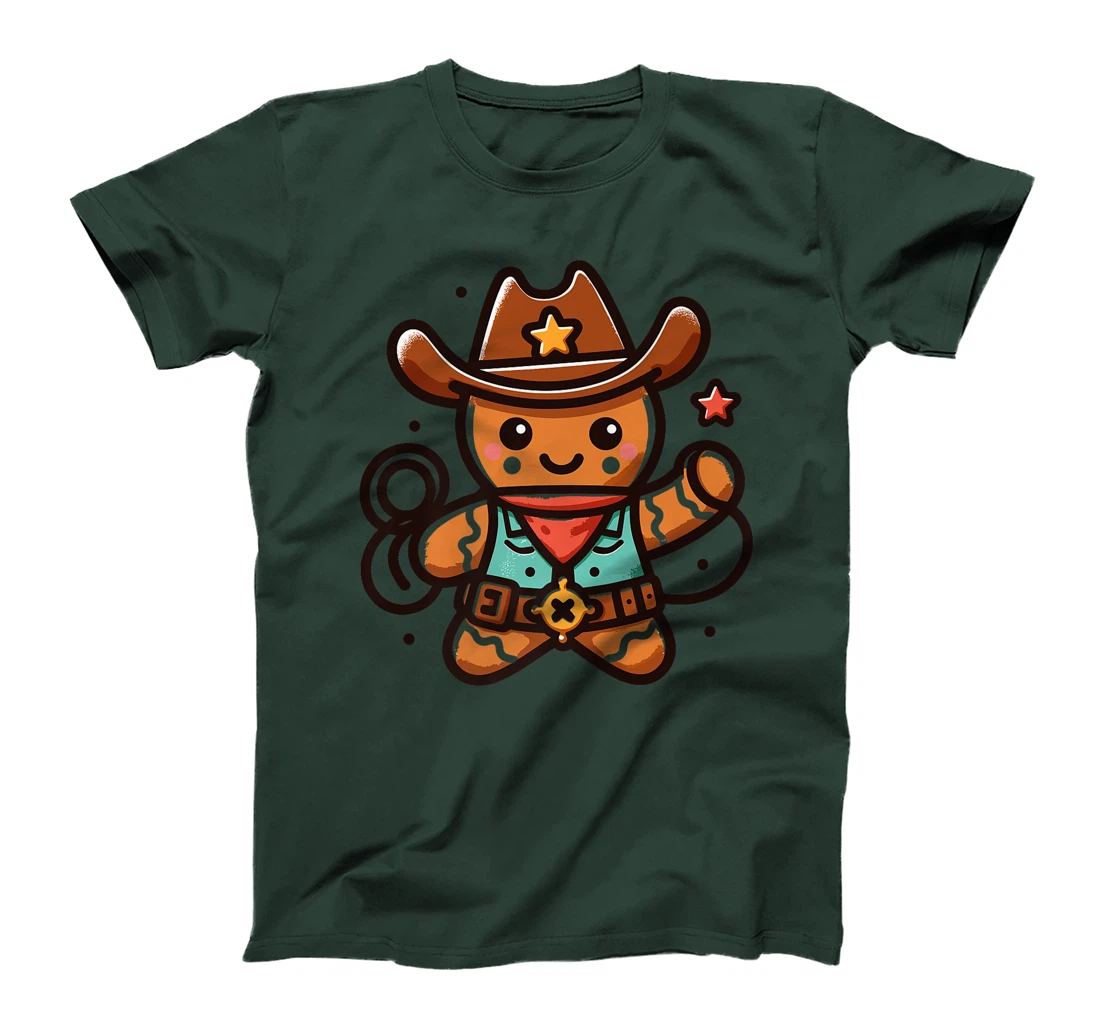 Womens Western Rodeo Cowboy Hat Gingerbread Man Texas Animals T-Shirt